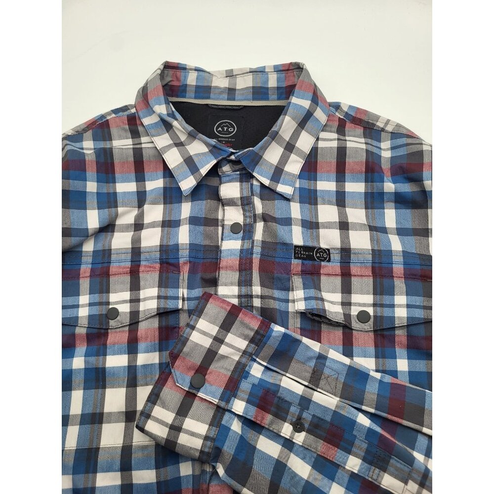 All Terrain Gear Wrangler ATG Mens XL Regular Fit Plaid Outdoor Utility Shirt